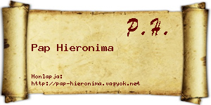 Pap Hieronima névjegykártya